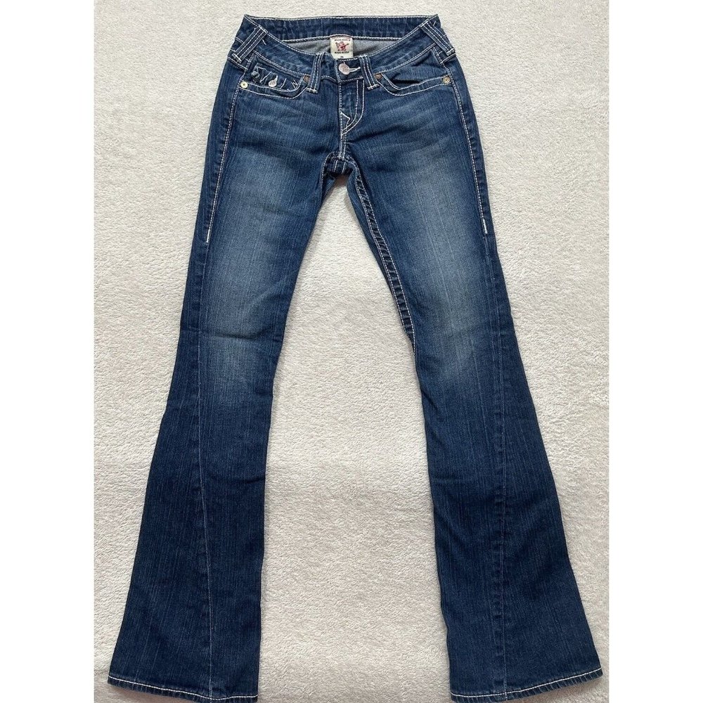 True Religion Joey Twist Flare Leg Flap Pocket Jeans 25 EUC